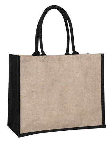 JCO 0137 BK (Contrast Black) - Laminated Juco Supermarket Bag with Black Handles and Gussets